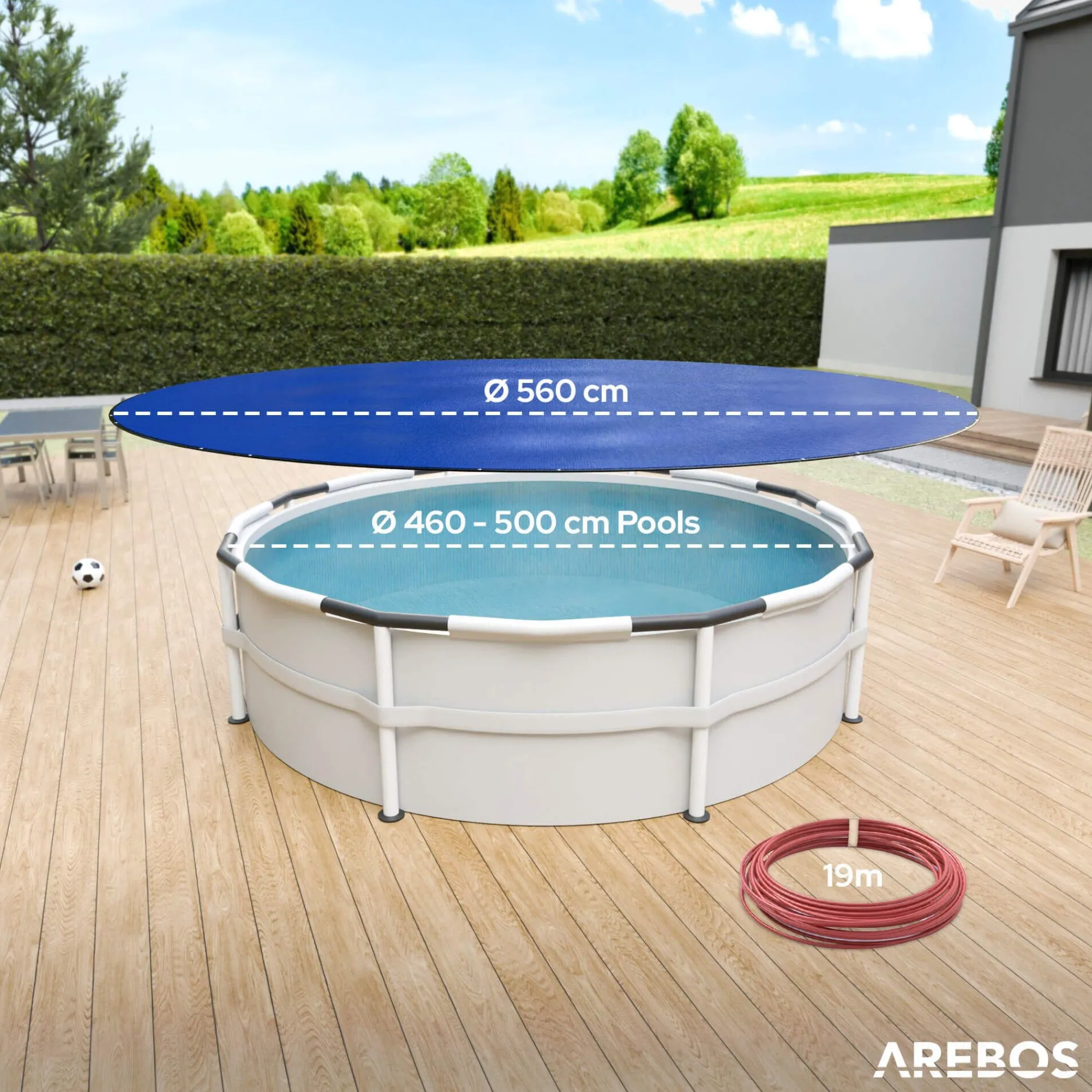 Arebos Poolabdeckung rund 560 cm (Für Ø 460-500 cm Pools) Outlet