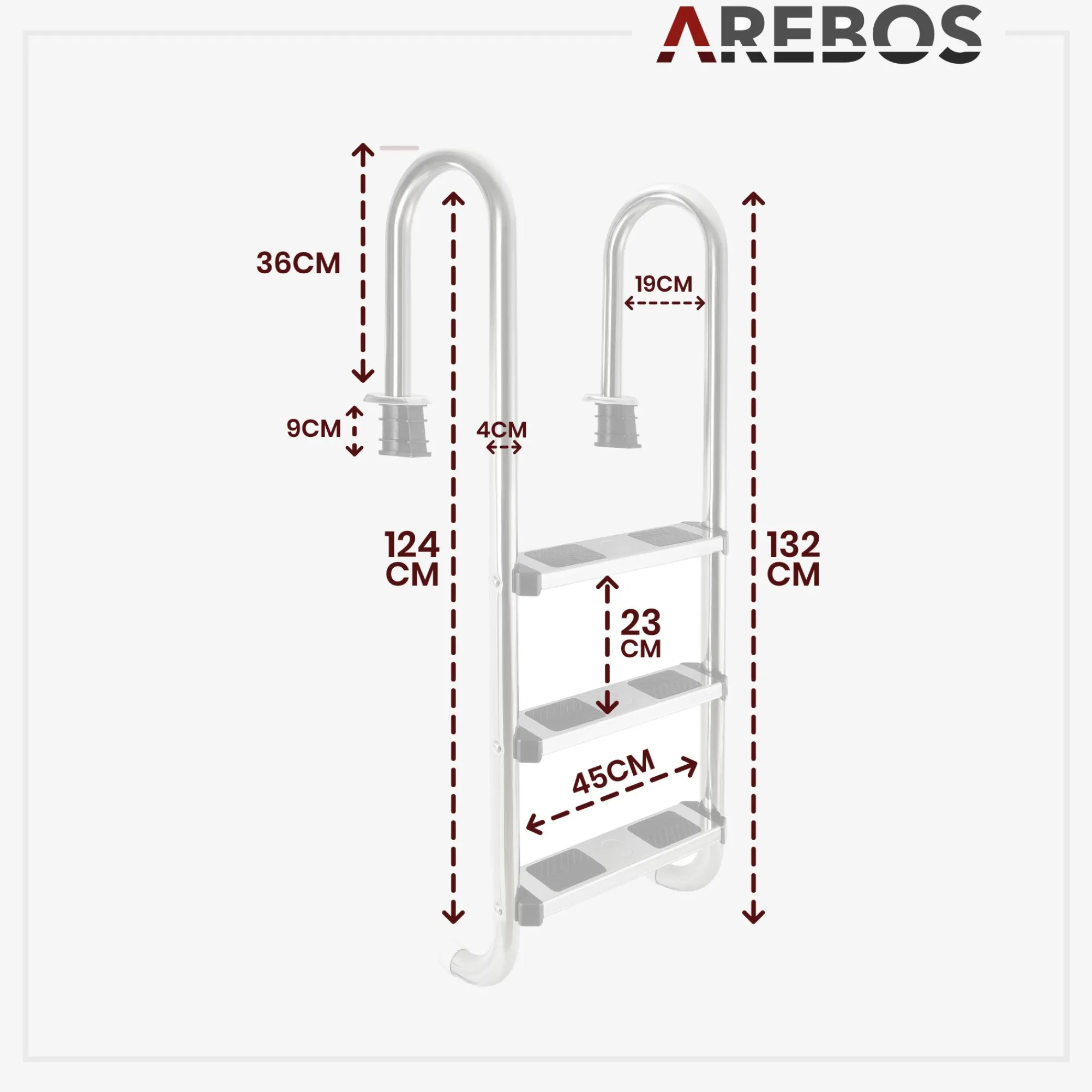 Arebos Poolleiter 3 Stufen New