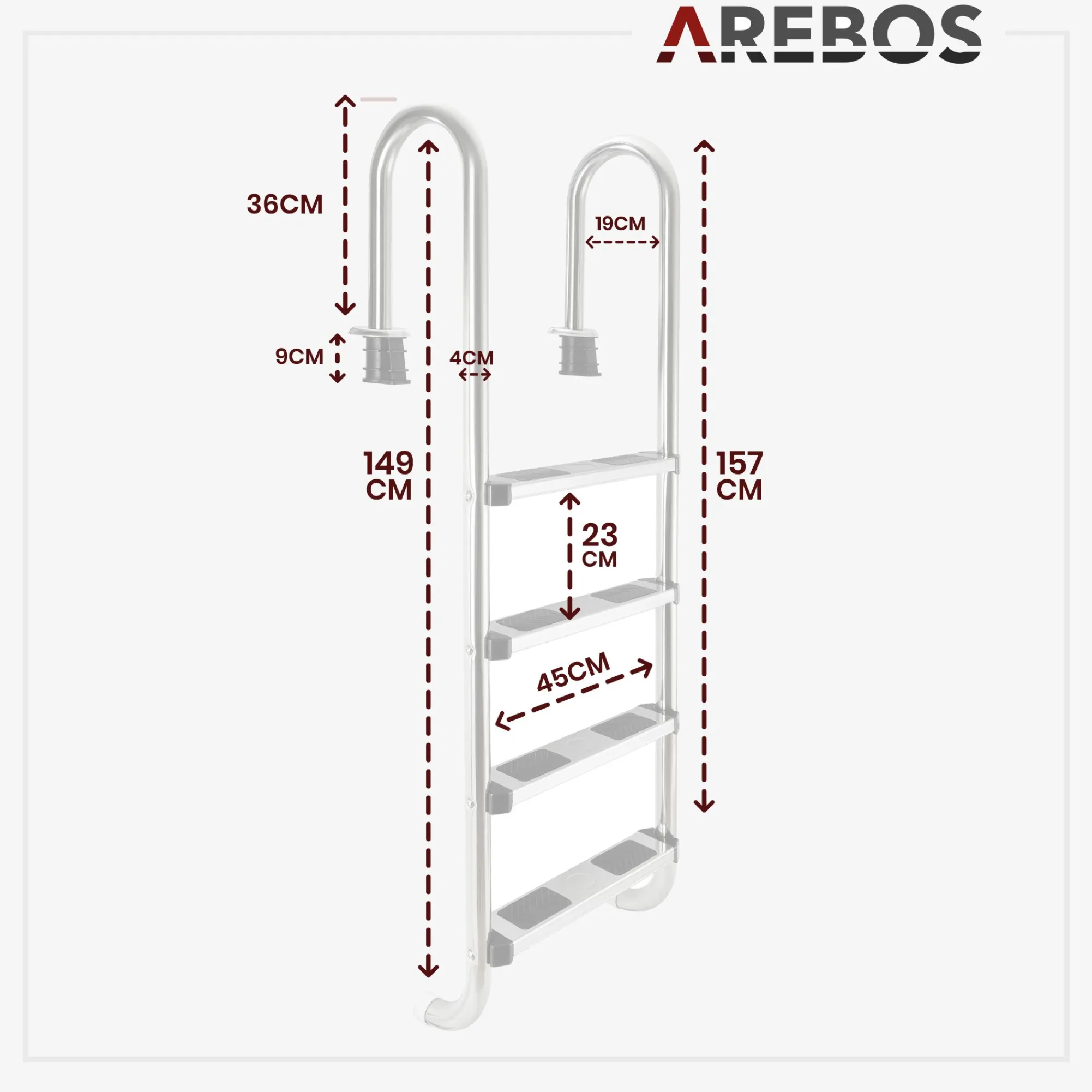 Arebos Poolleiter 4 Stufen Clearance