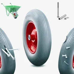 Arebos PU Schubkarrenrad aus Vollgummi mit Achse Outlet