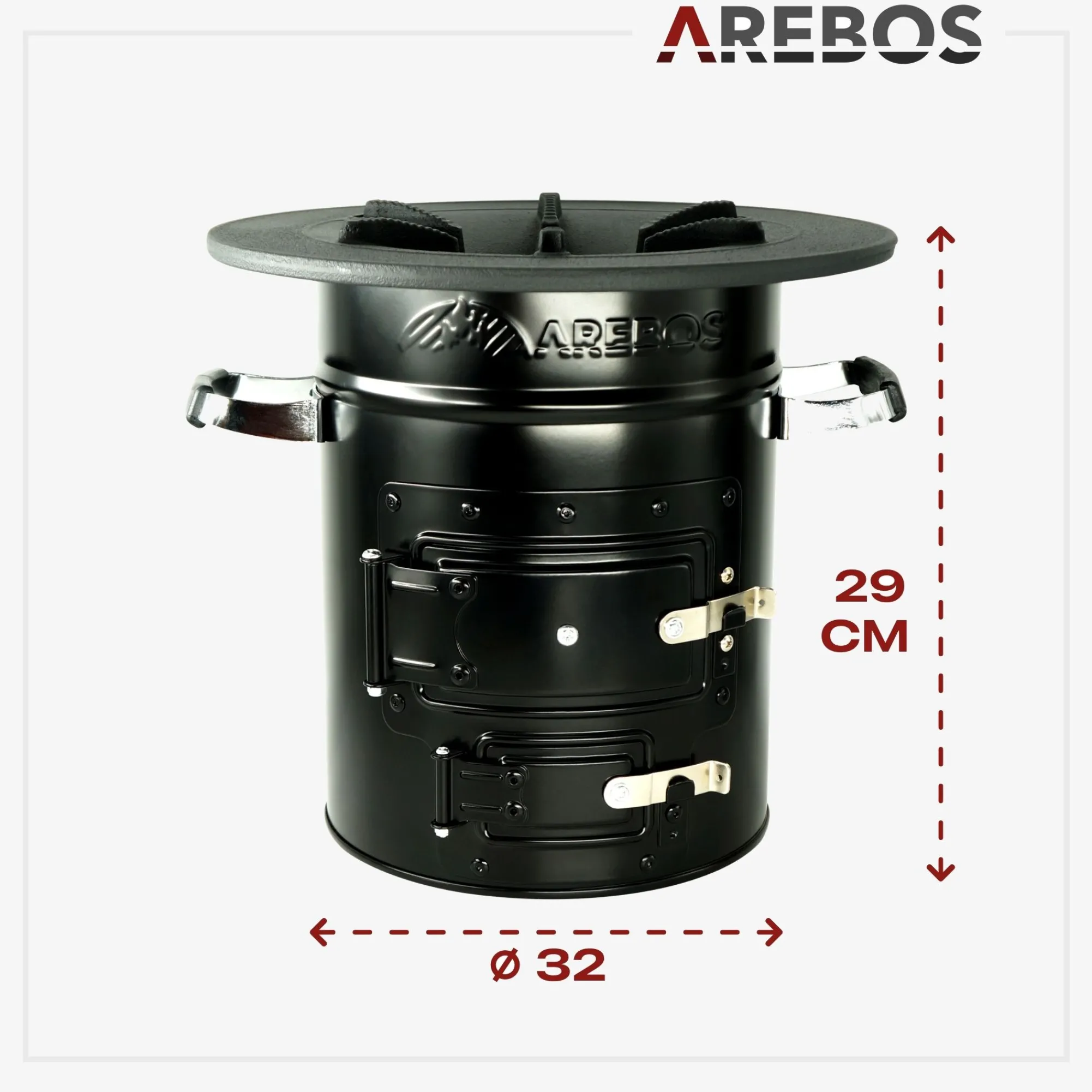 Arebos Raketenofen schwarz inkl. Zubehör Clearance