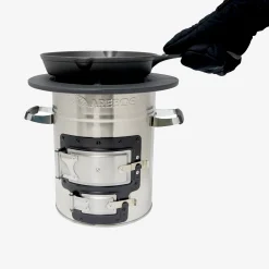 Arebos Raketenofen silber inkl. Zubehör Discount