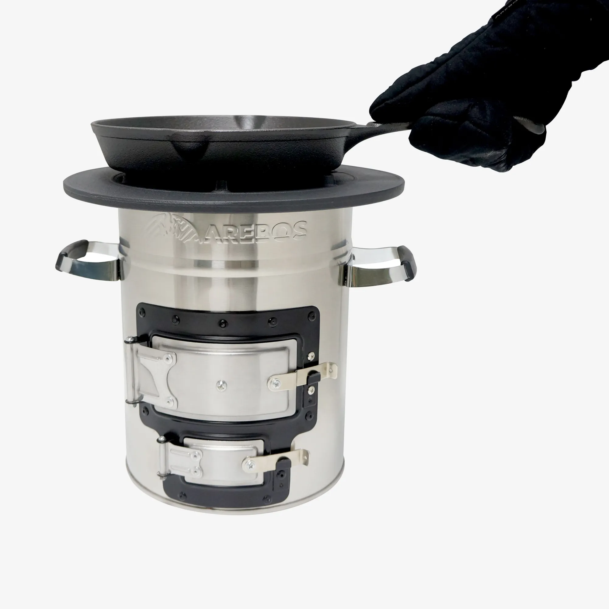 Arebos Raketenofen silber inkl. Zubehör Discount