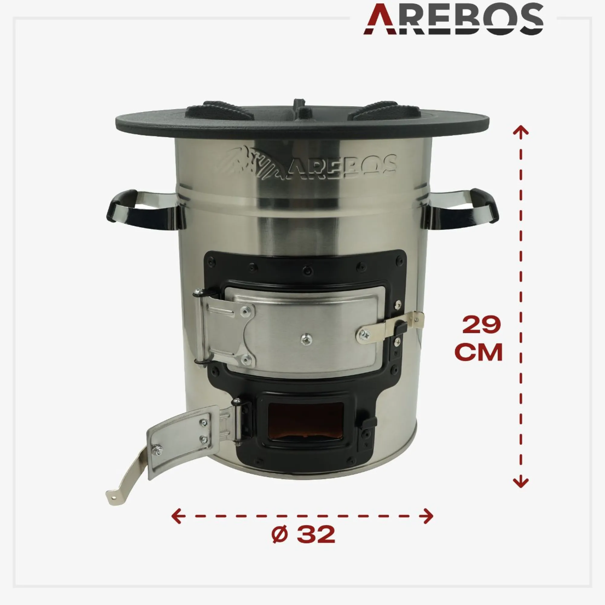 Arebos Raketenofen silber inkl. Zubehör Discount