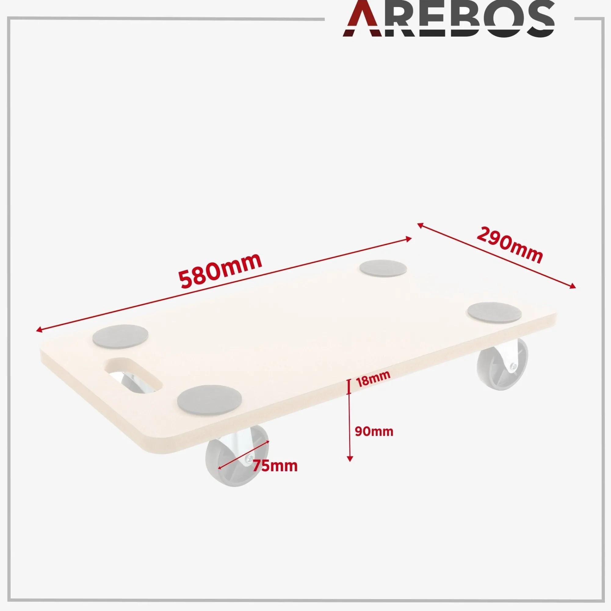 Arebos Rollbrett 200kg 2Stück New