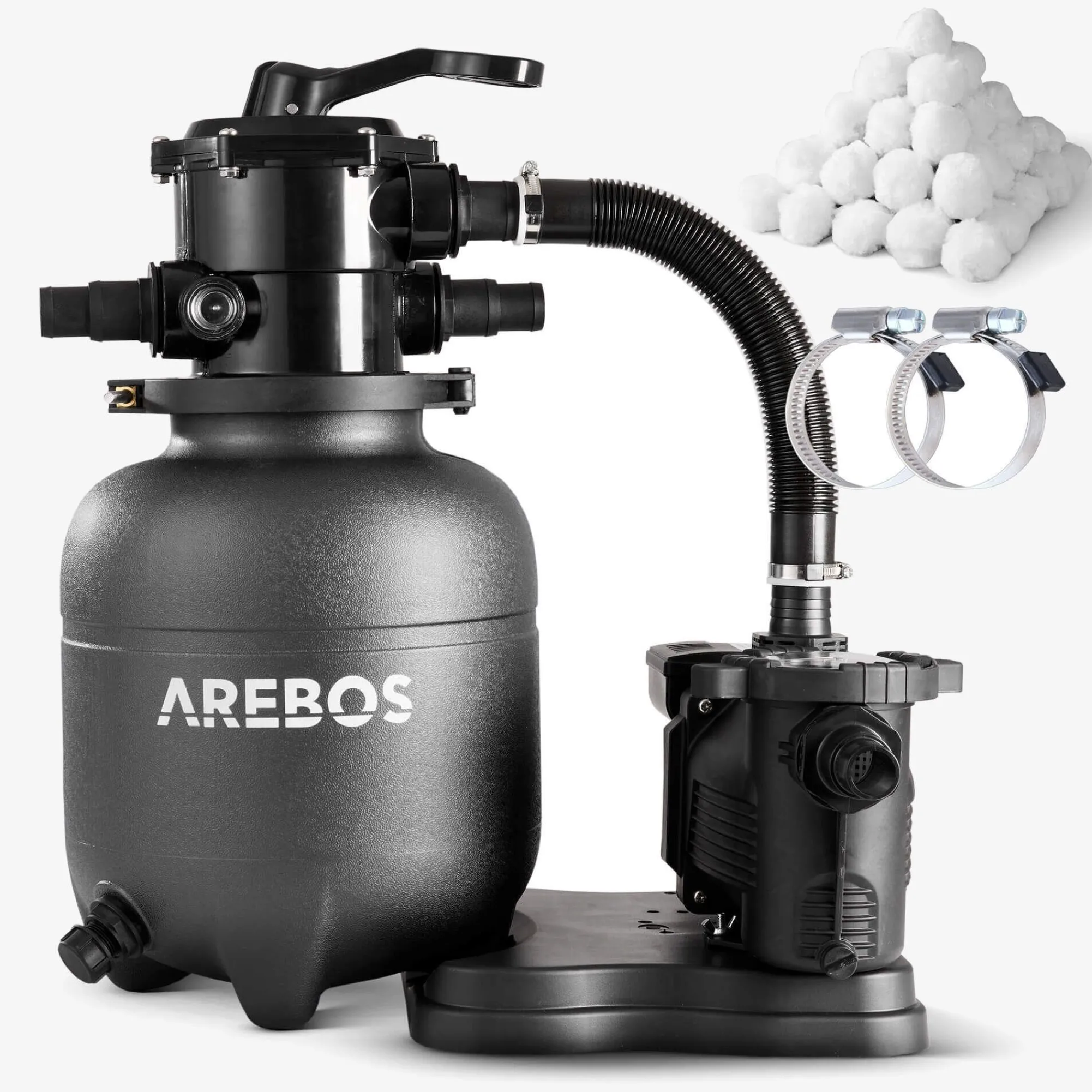 Arebos Sandfilteranlage inkl. Filterbälle - Schwarz Clearance