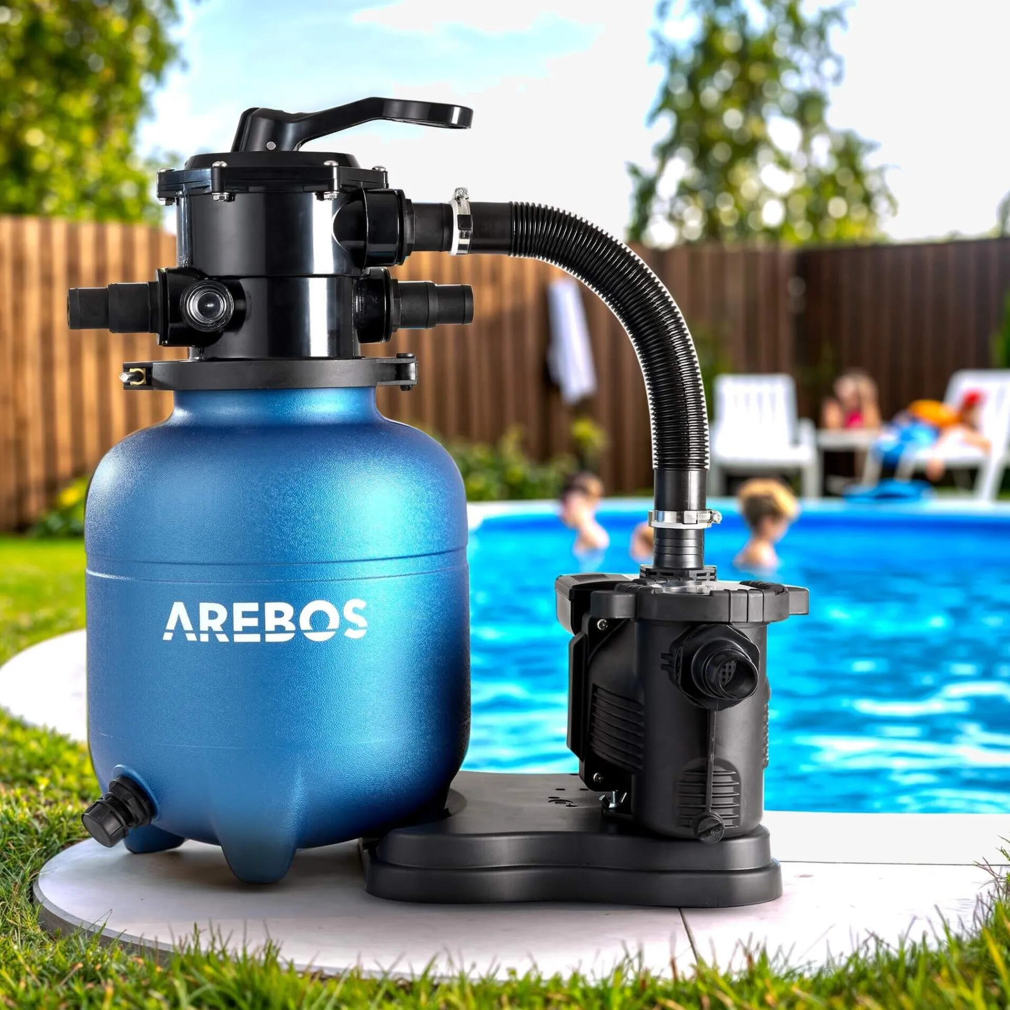 Arebos Sandfilteranlage inkl. Filterbälle - Blau Outlet