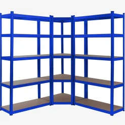 Arebos Schwerlastregal Eckregalkombination Blau Discount