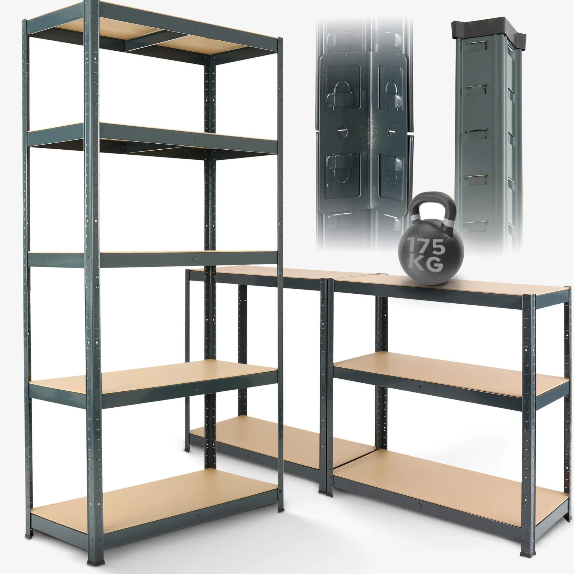 Arebos Schwerlastregal 180 x 90 x 40 cm 875 kg Anthrazit Outlet
