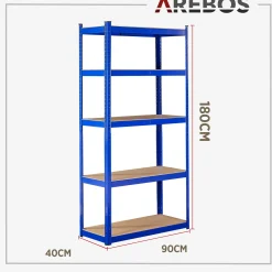 Arebos Schwerlastregal 180 x 90 x 40 cm 875 kg Blau Sale