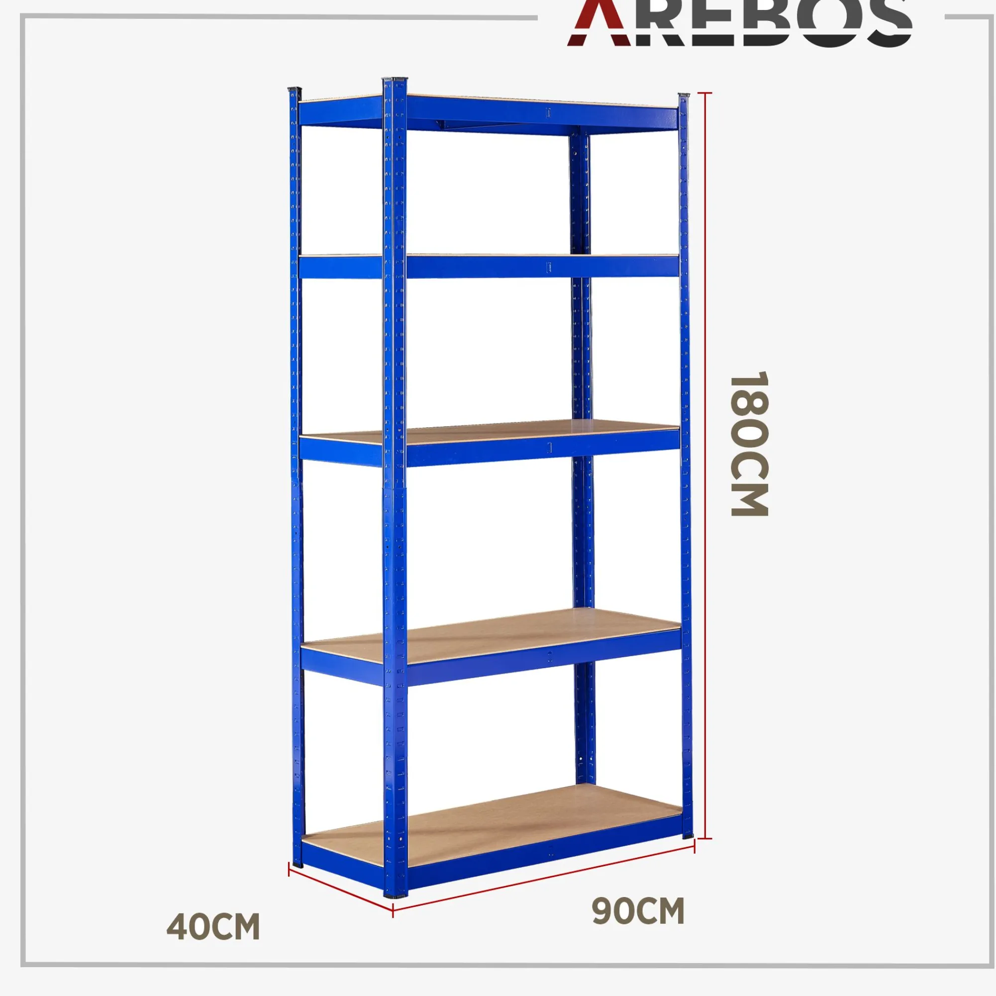 Arebos Schwerlastregal 180 x 90 x 40 cm 875 kg Blau Sale