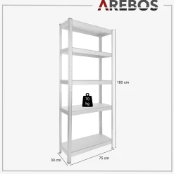 Arebos Schwerlastregal 180 x 75 x 30 cm 350 kg Silber Best