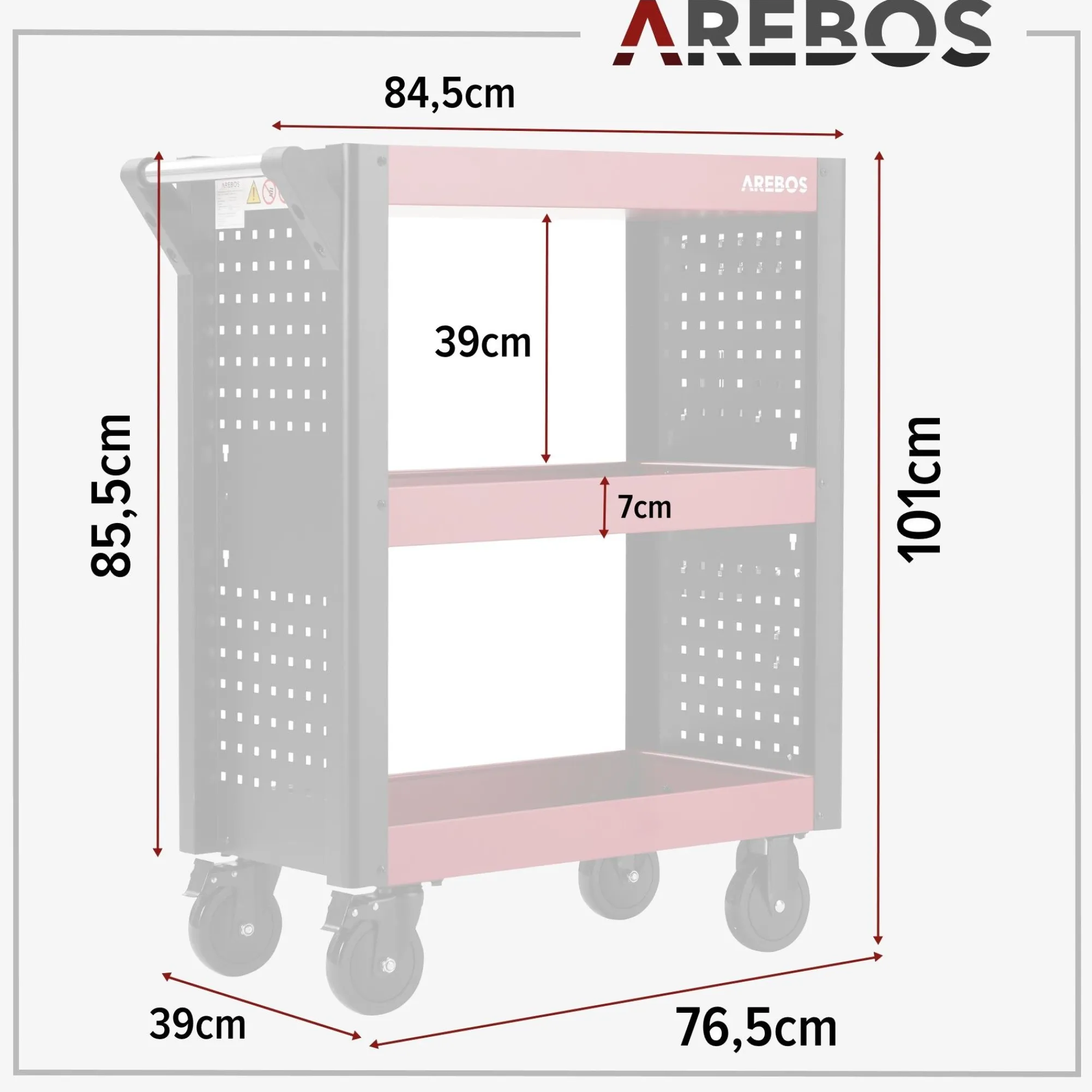 Arebos Servicewagen 3 Etagen - 8-teilig Best