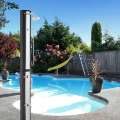 Arebos Solardusche 60L mit Handbrause und Themometer schwarz/silber Hot