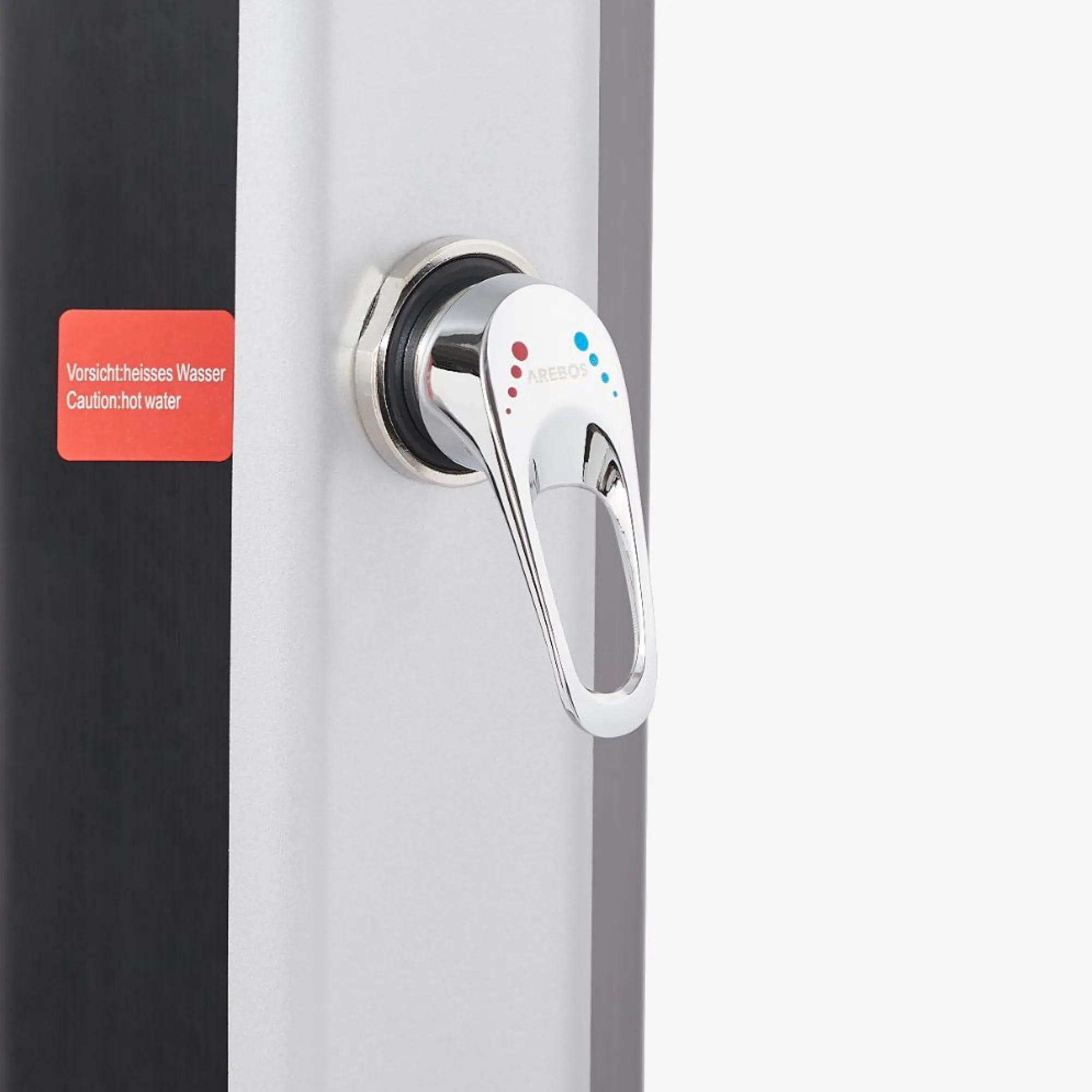 Arebos Solardusche 60L mit Handbrause und Themometer schwarz/silber Hot