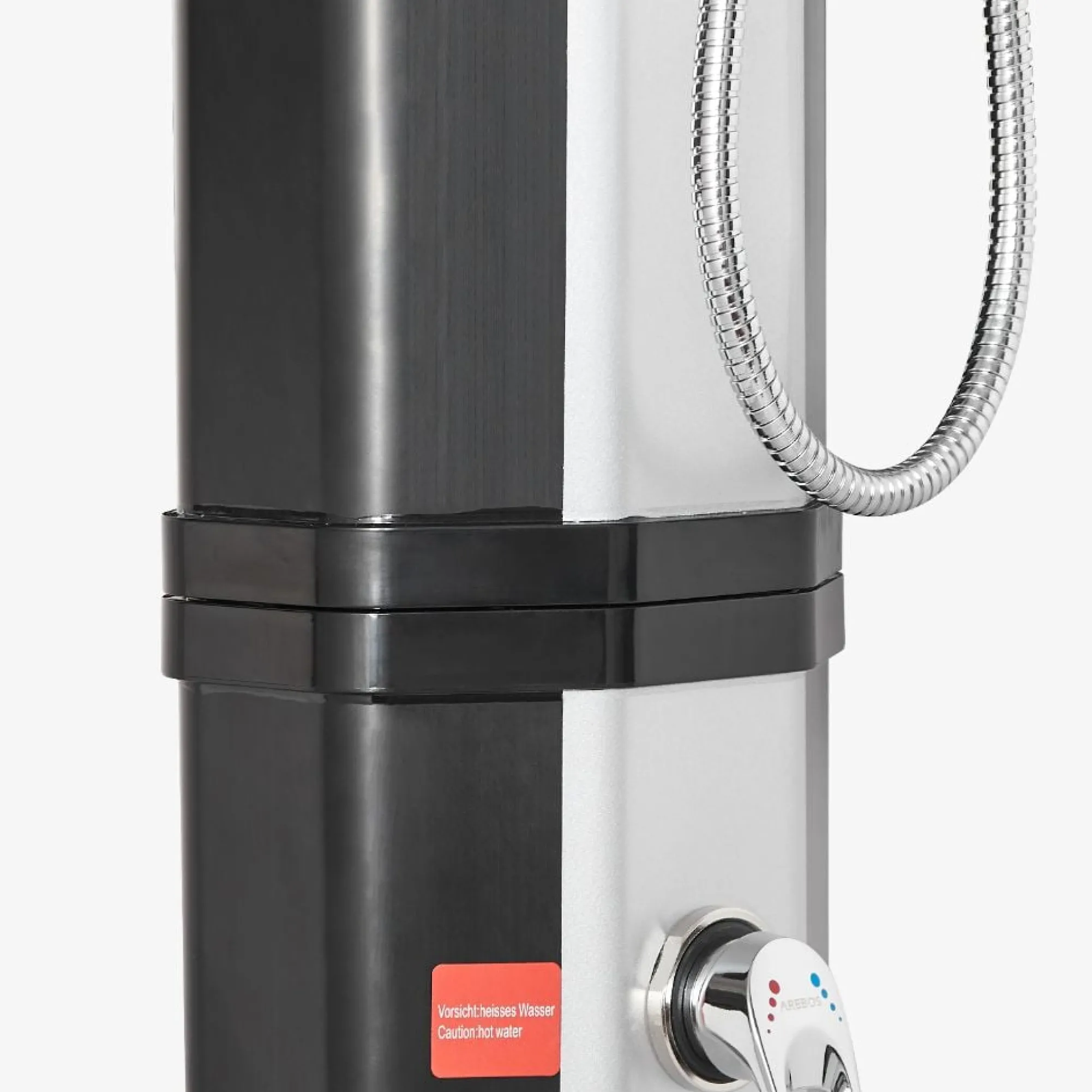 Arebos Solardusche 60L mit Handbrause und Themometer schwarz/silber Hot