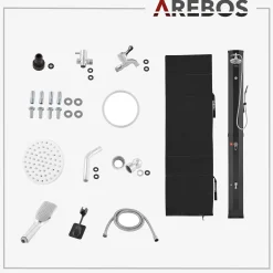 Arebos Solardusche 60L mit Thermometer und Handbrause schwarz