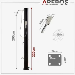 Arebos Solardusche 40L mit Thermometer & Handdusche schwarz Sale
