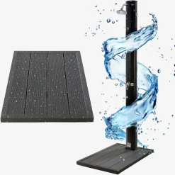 Arebos Solardusche 35L Schwarz & Bodenelement Anthrazit Online