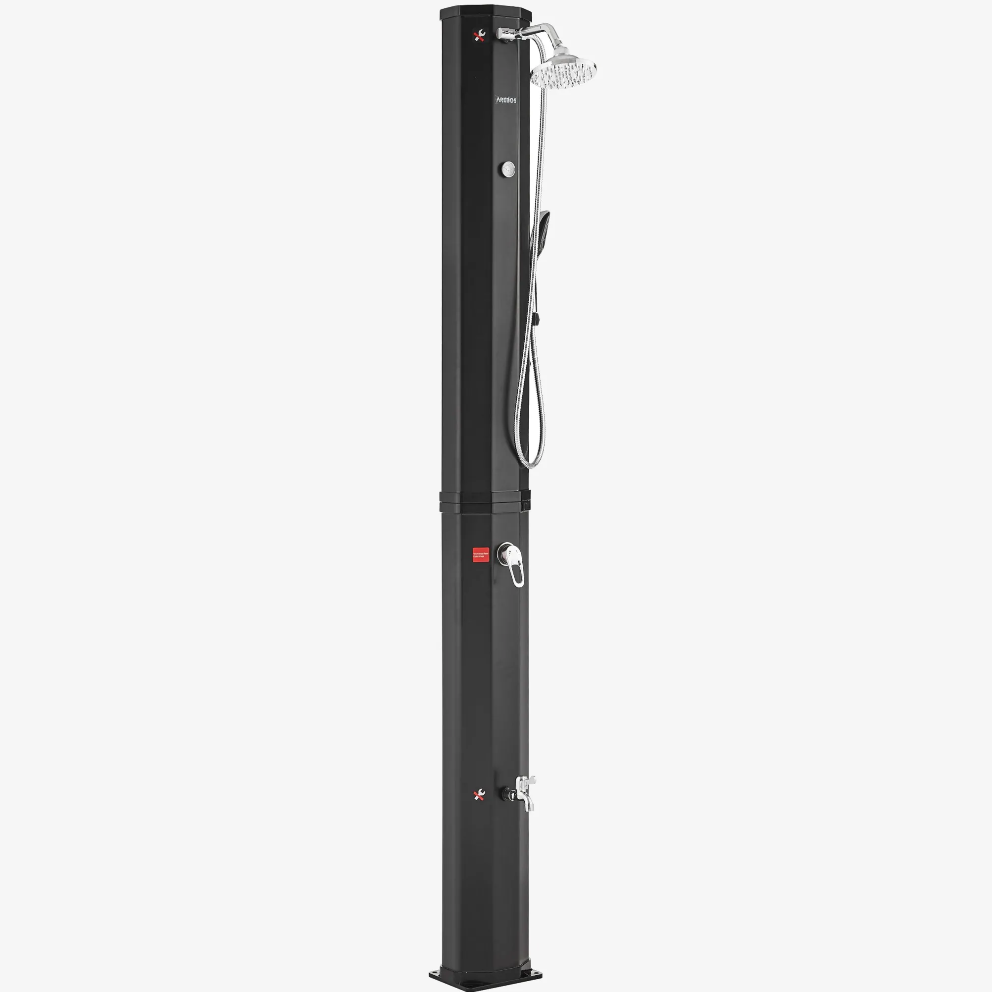 Arebos Solardusche 60L schwarz + Bodenplatte Anthrazit Online