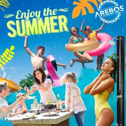 Arebos Solardusche 60L schwarz + Bodenplatte Anthrazit Online