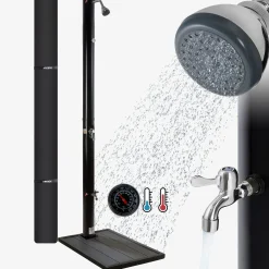 Arebos Solardusche 20L schwarz - Bodenplatte Anthrazit Sale