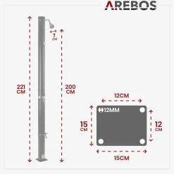 Arebos Solardusche 20L schwarz mit Thermometer New