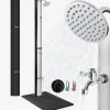 Arebos Solardusche 37L Silber rund - Bodenelement Anthrazit Discount