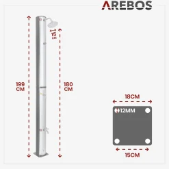 Arebos Solardusche 37L Silber rund - Bodenelement Anthrazit Discount