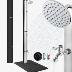 Arebos Solardusche 37L Silber rund - Bodenelement Anthrazit Discount