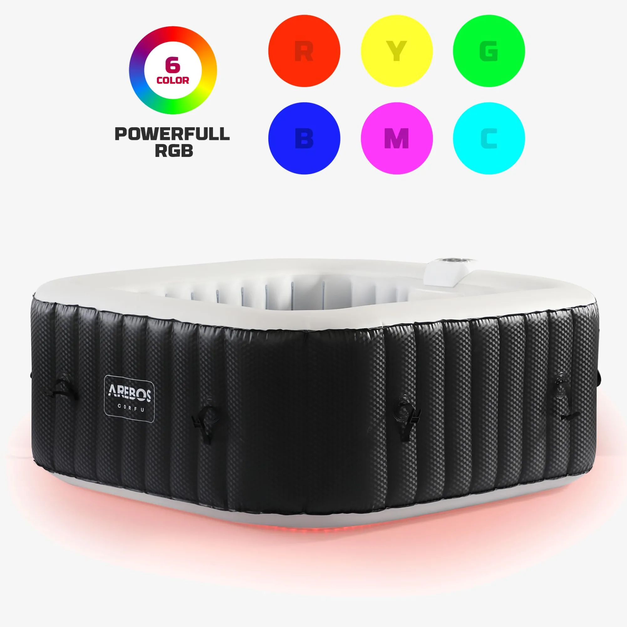 Arebos SPA Pool "CORFU" mit LED quadratisch 2400W Sale