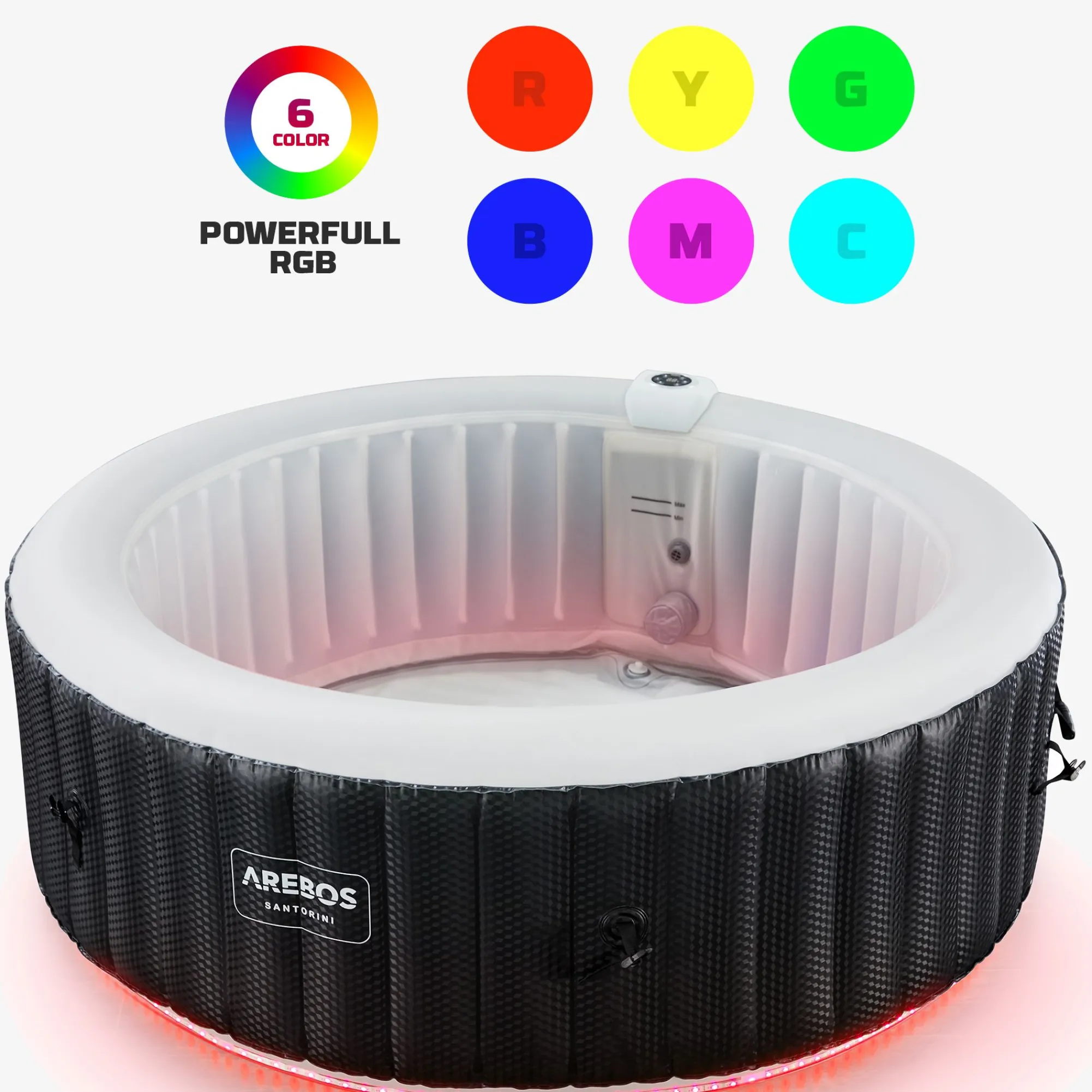 Arebos Spa Pool Santorini rund mit LED - 2400W Discount