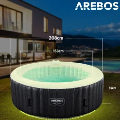 Arebos Spa Pool Santorini rund mit LED - 2400W Discount