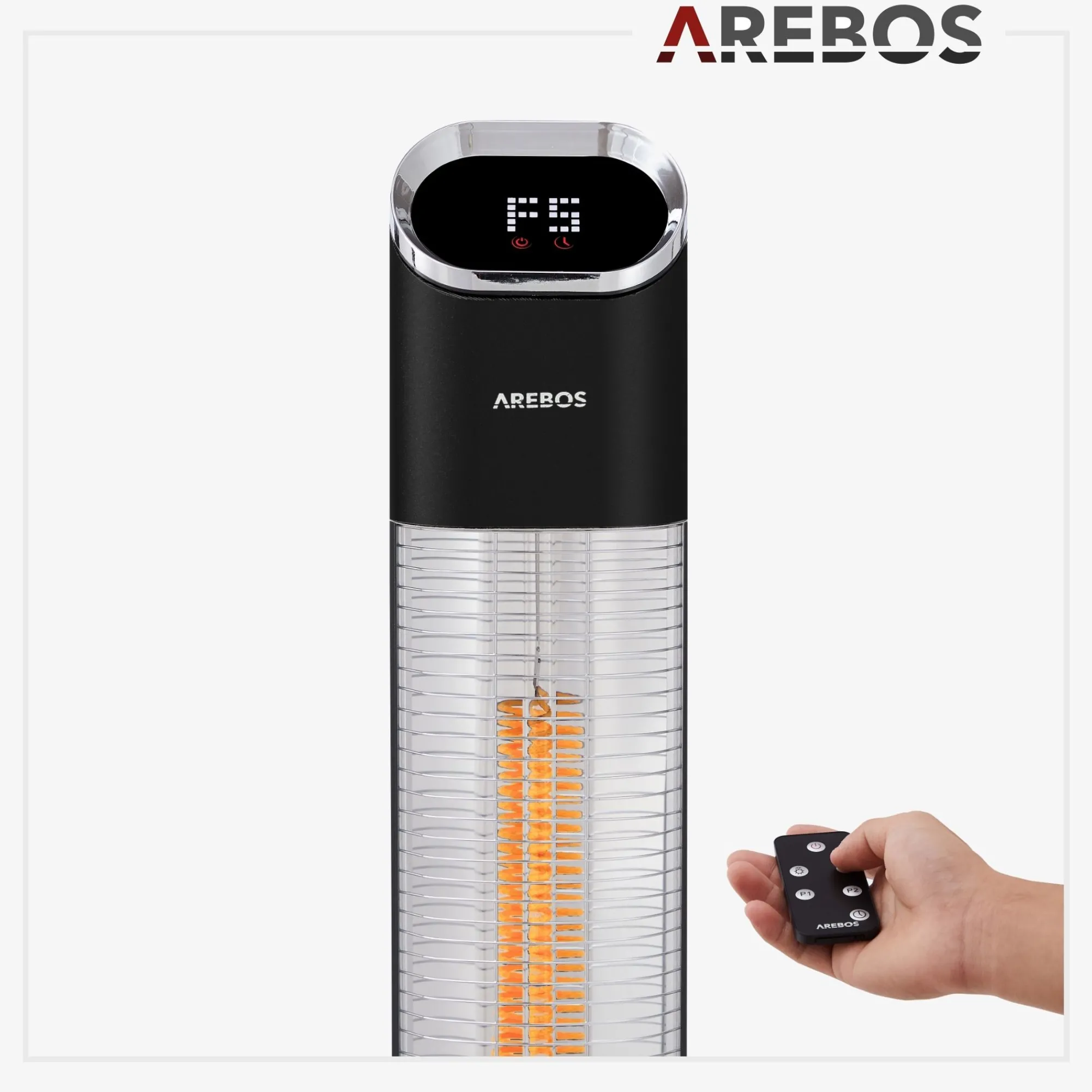 Arebos Terrassenheizstrahler Premium 2000W Schwarz Hot