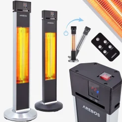 Arebos Terrassenheizstrahler 2000W - Fernbedienung Silber Best