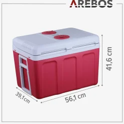 Arebos Thermoelektrische Kühlbox 40 Liter - Rot Hot