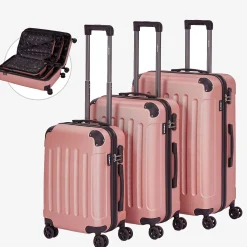 Arebos 3 tlg. Reisekoffer Set Rosé-Gold Best