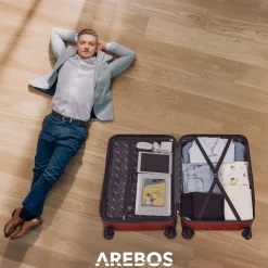 Arebos 3 tlg. Reisekoffer Set Rot Discount