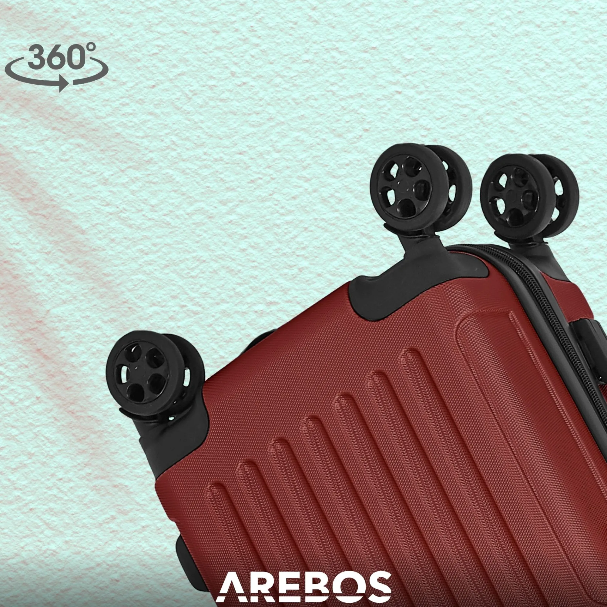 Arebos 3 tlg. Reisekoffer Set Rot Discount