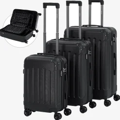 Arebos 3 tlg. Reisekoffer Set Schwarz Sale