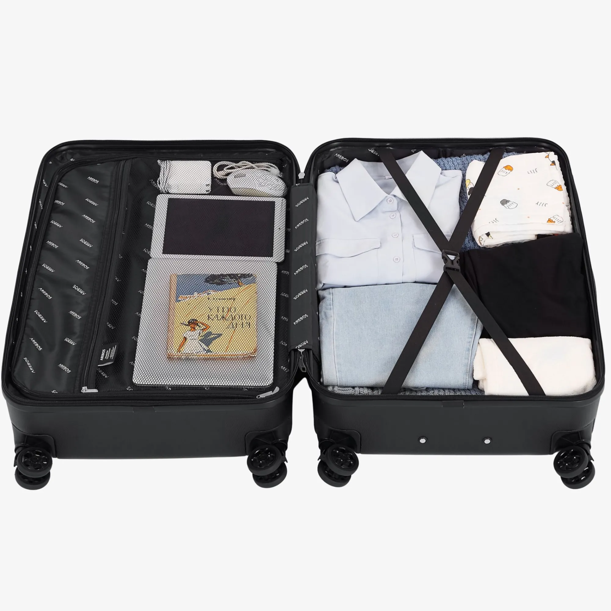 Arebos 4 tlg. Reisekoffer Set Schwarz Clearance