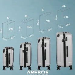 Arebos 4 tlg. Reisekoffer Set Silber Outlet