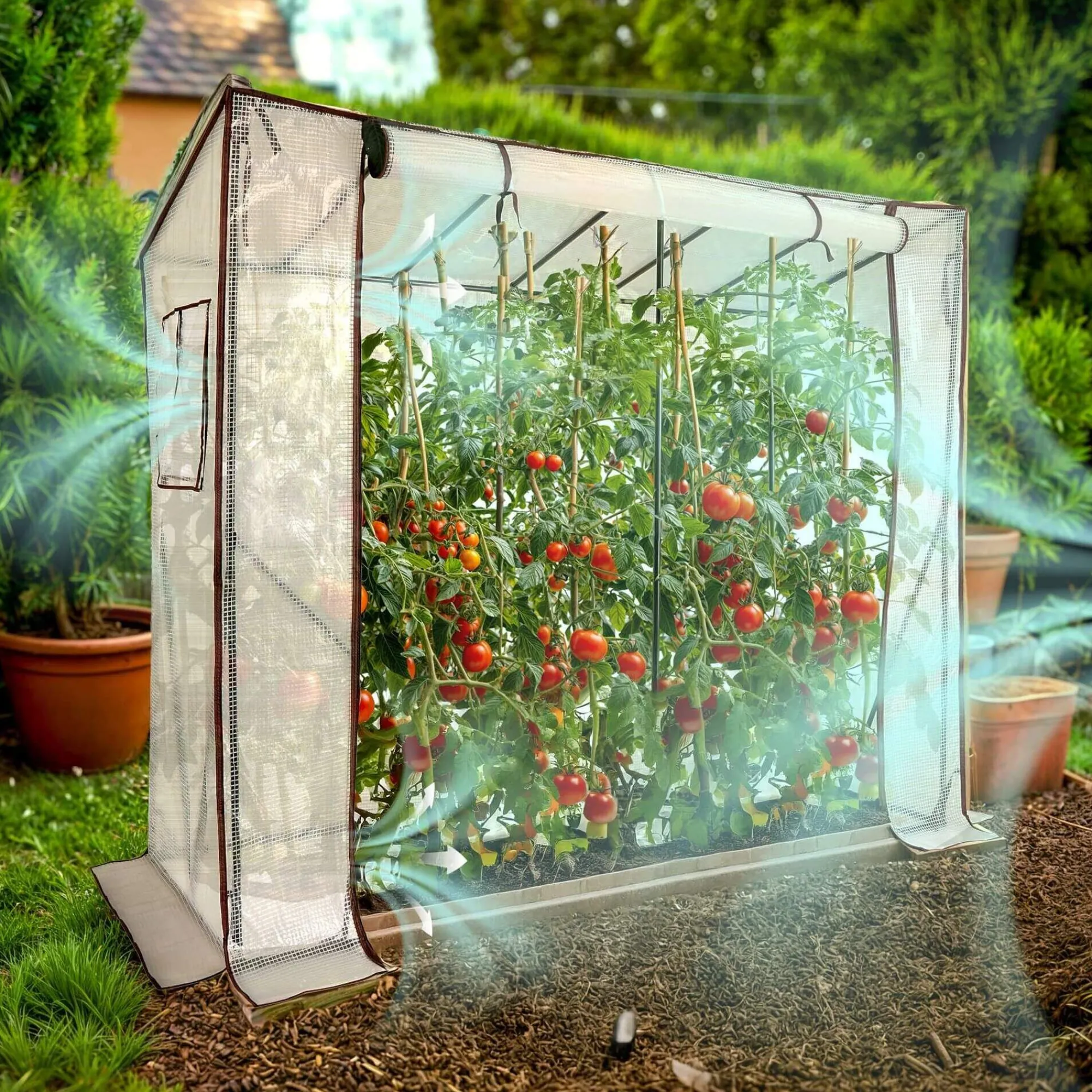 Arebos Tomatengewächshaus 200 x 77 x 170 cm Clearance
