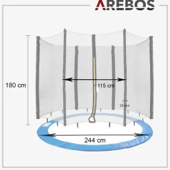 Arebos Trampolin Randabdeckung + Netz 244 cm Hot
