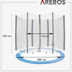 Arebos Trampolin Randabdeckung + Netz 366 cm