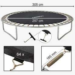 Arebos Trampolin Sprungmatte 305 cm 64 Ösen 165 mm Outlet