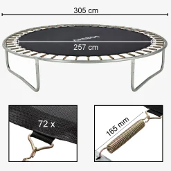 Arebos Trampolin Sprungmatte 305 cm 72 Ösen 165 mm Outlet
