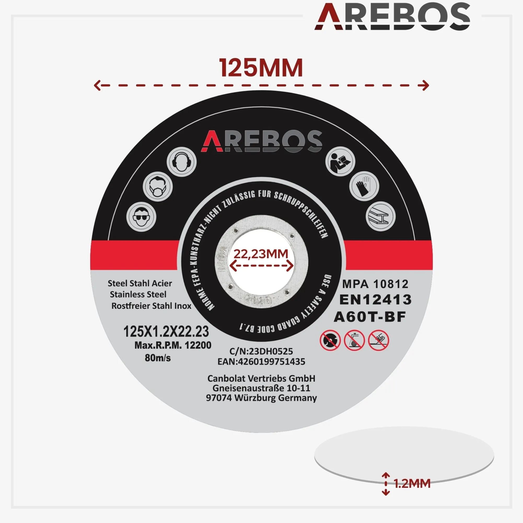 Arebos Trennscheiben 125 mm - 100 Stück Hot