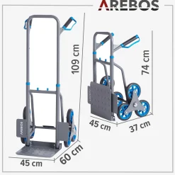 Arebos Treppensackkarre 150 kg Anthrazit