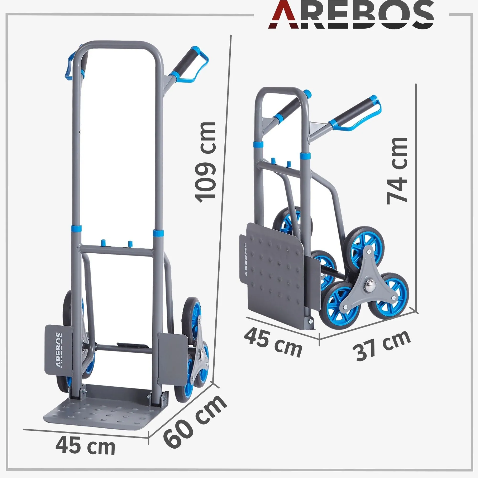Arebos Treppensackkarre 150 kg Anthrazit